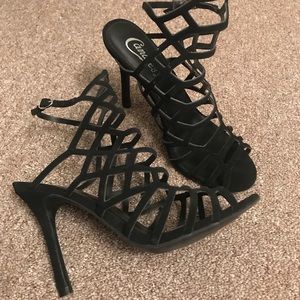 Candies Suede Cage slingback heels